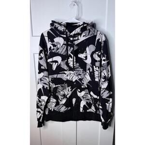 Nike all over print hoodie size Large black white YTK Pullover
